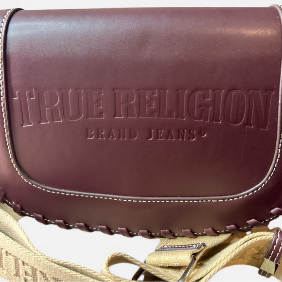 True Religion Wine Crossbody with guitar strap and beautiful whip stitch. NWT - Picture 6 of 8